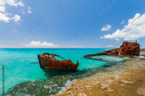 Fototapeta Naklejka Na Ścianę i Meble -  Ship wreckage on a beach