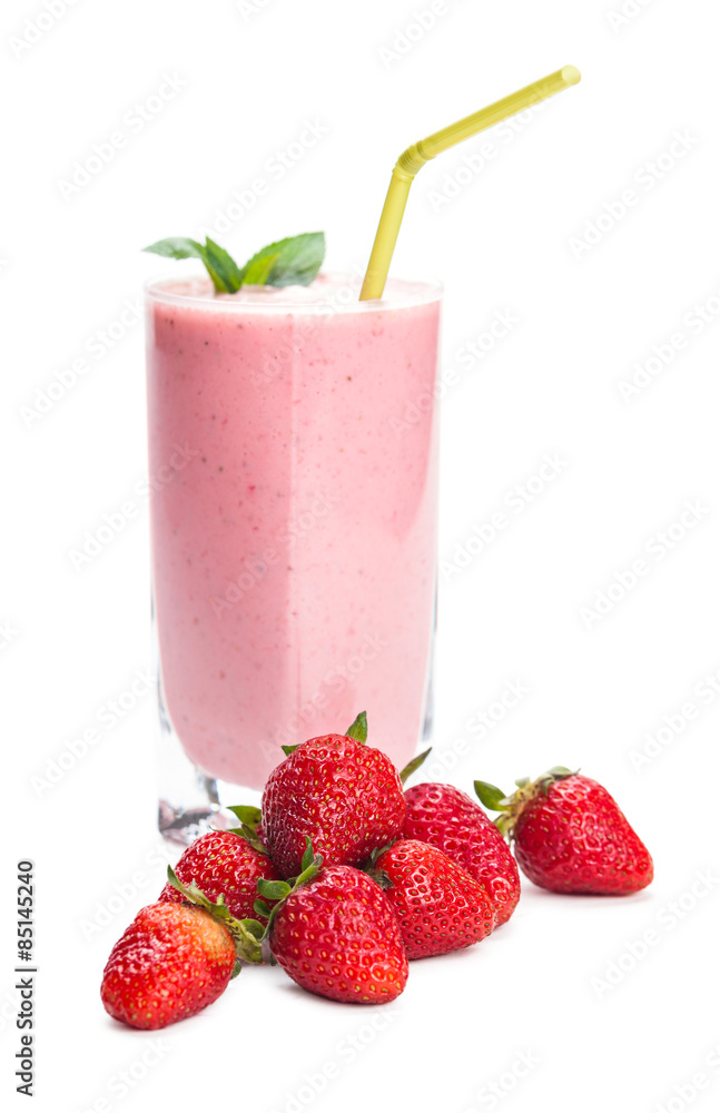 glass of strawberry cocktail and berries glass of strawberry cocktail and berries