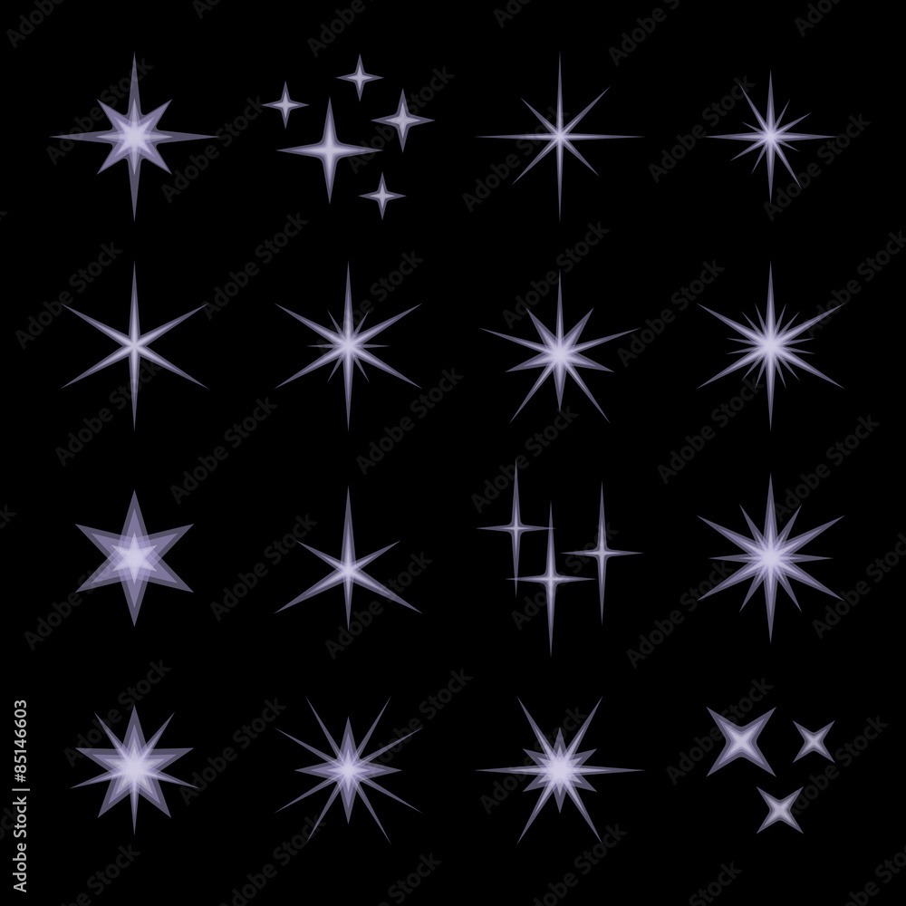 Light Glow Flare Stars Effect Set. Light Glow Flare Stars Effect Set.
