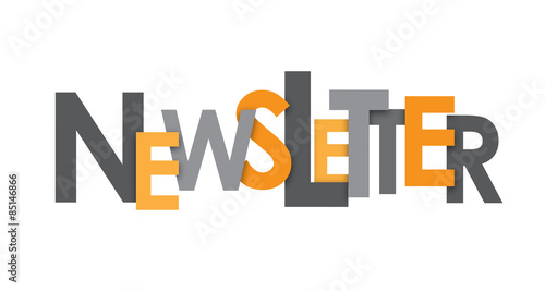 NEWSLETTER Overlapping Letters Grey and Orange Vector Icon