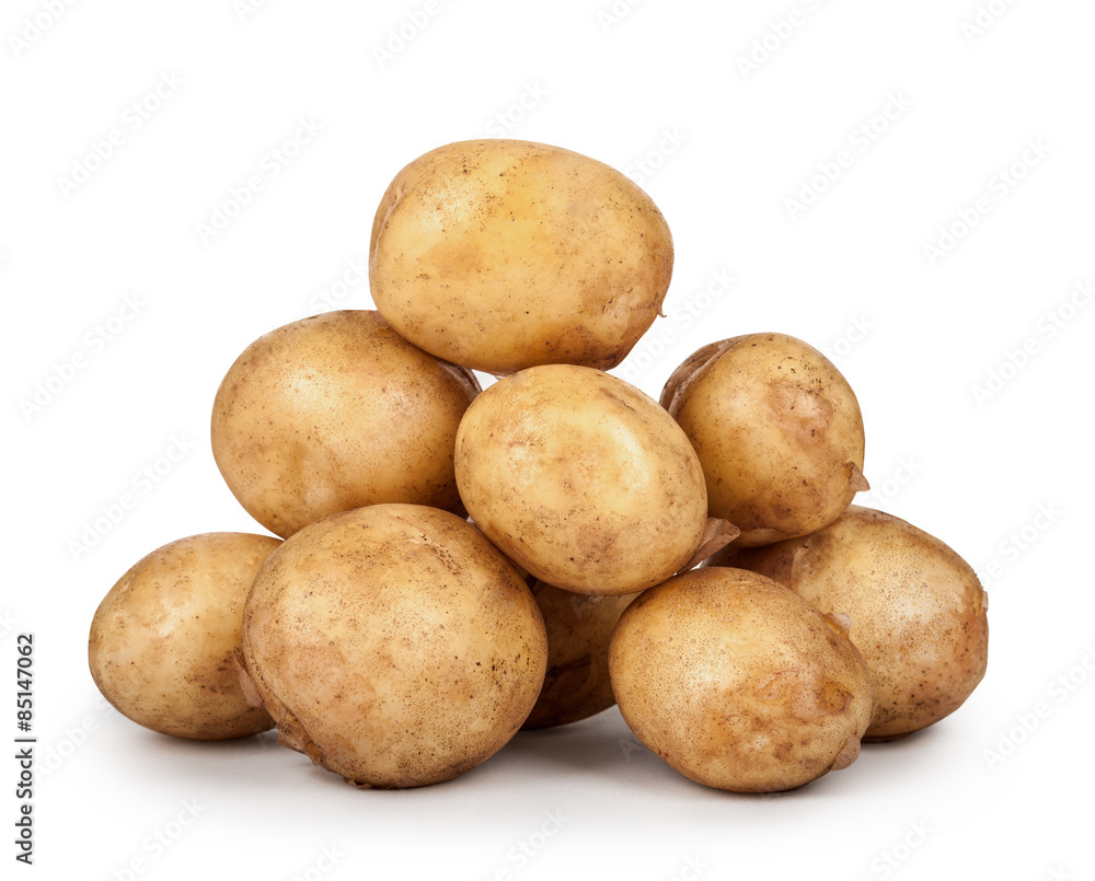 heap of young potatoes isolated on white background heap of young potatoes isolated on white background