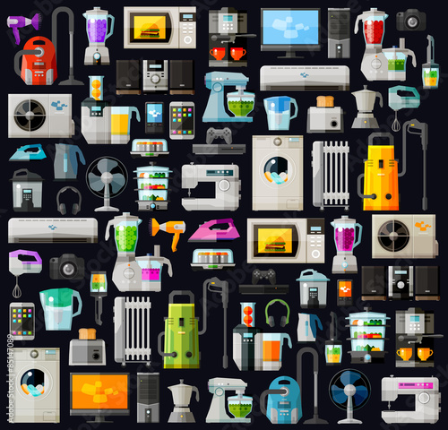 appliances a set of colored icons. vector. flat illustration photo