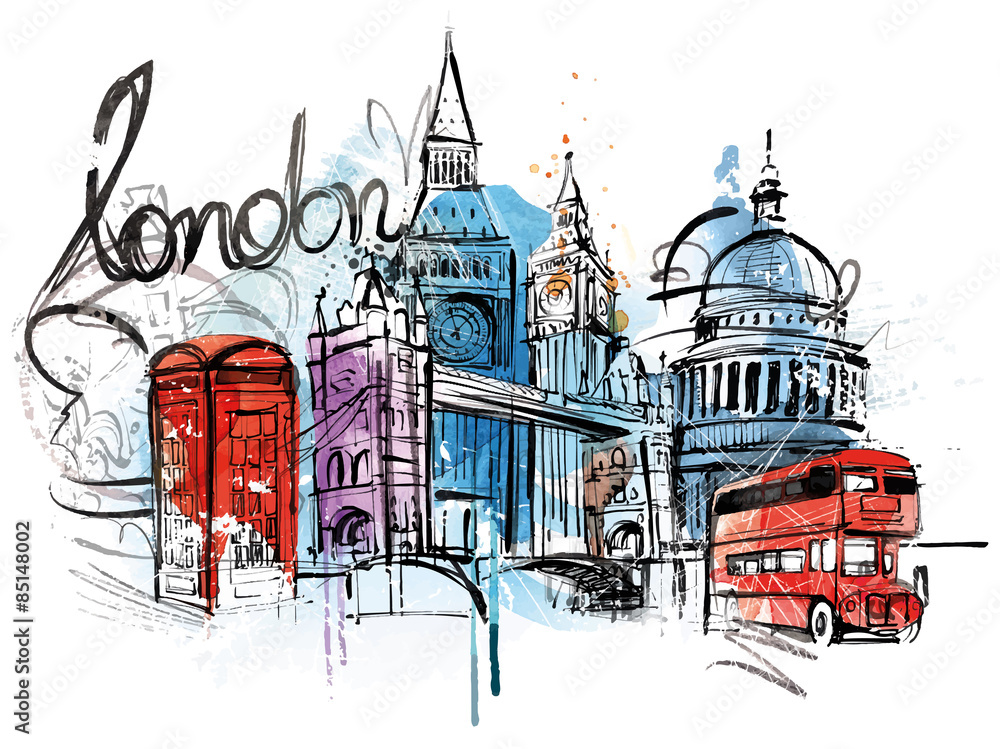Obraz premium Londyn City Sketch