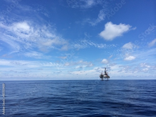 Offshore jackup platform at sea photo