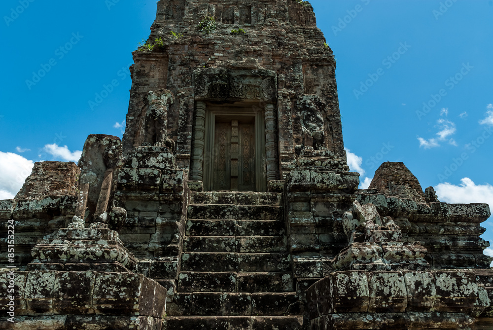sight of the central prasat in the archaeological pre rup place in siam reap, cambodia