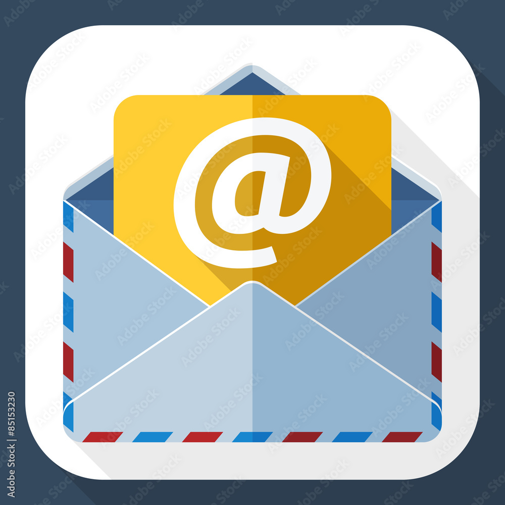 E-mail icon with long shadow E-mail icon with long shadow