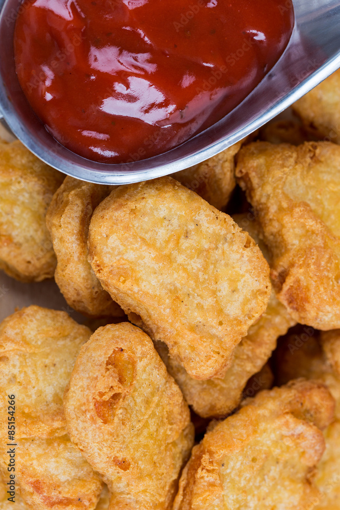 fast food fresh hot chicken nuggets with ketchup fast food fresh hot chicken nuggets with ketchup