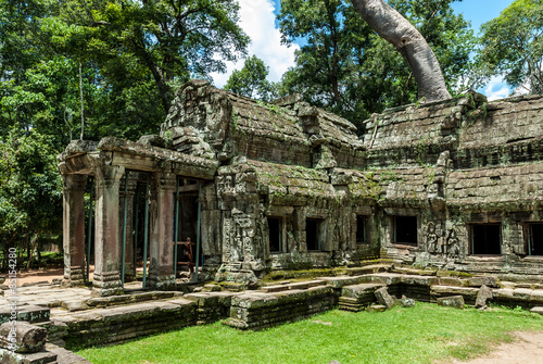 tree "spung" growing on the ruins of a prasat in the archaeological ta prohm place in siam reap, cambodia © ahau1969