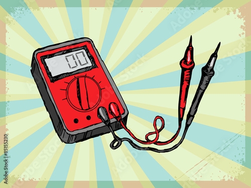 vintage background with multimeter