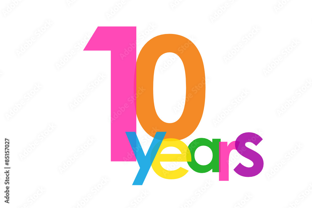 OVERLAPPING NUMBERS VECTOR ICON – 10 years OVERLAPPING NUMBERS VECTOR ICON – 10 years