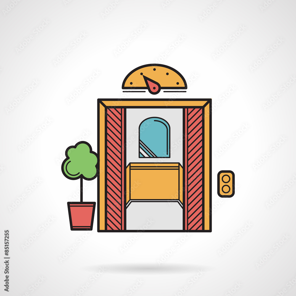 Obraz premium Retro elevator flat color vector icon