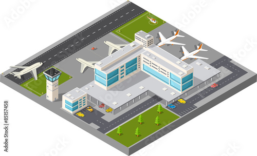 Isometric  city airport