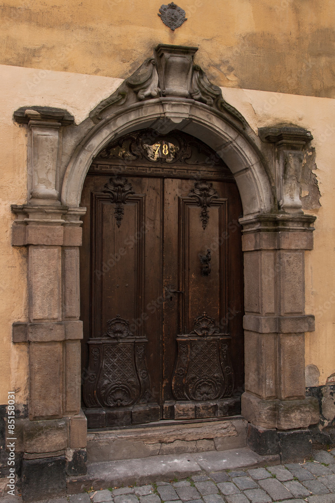 door in historical tower in Stockholm, Sweden