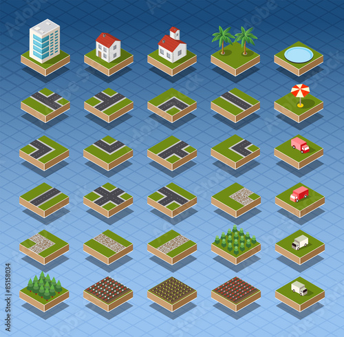 Isometric city map
