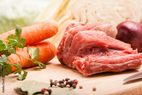 fresh meat with vegetables for cook