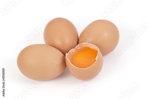 Broken egg, isolated on white