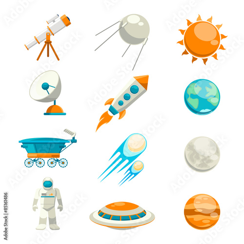 Vector flat space icon set