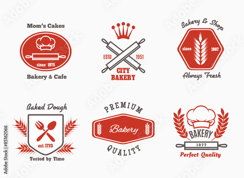 Bakery cafe bistro logo set