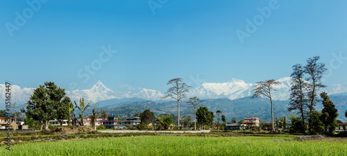 Panoramic view of Annapurna range from Pokhara