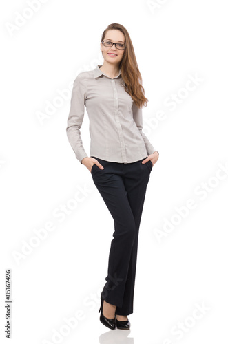 Working lady isolated on white