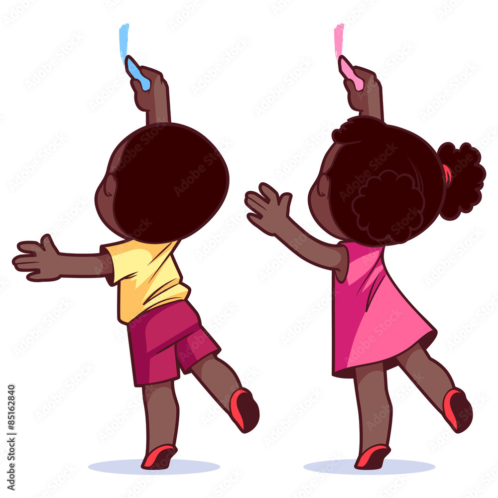 Kids draw on the wall. Vector illustration on a white background Stock Vector | Adobe Stock