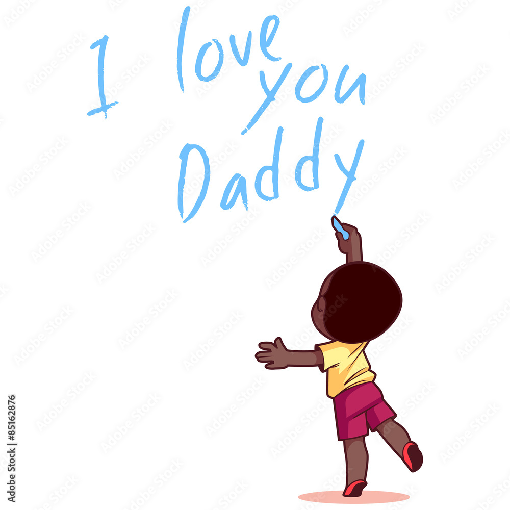 Boy writing on the wall "I love you Daddy". Stock Vector Adobe Stock