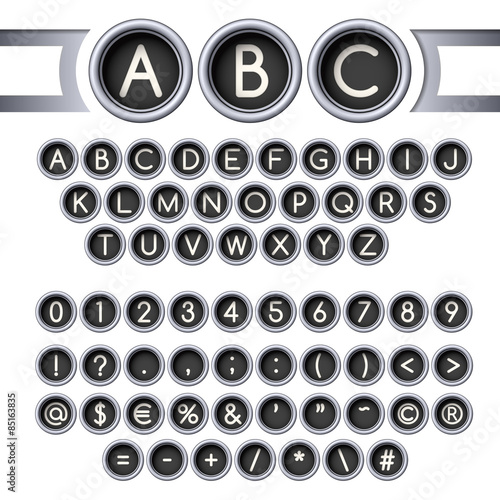 Typewriter buttons alphabet