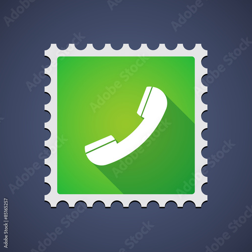 Green mail stamp icon with a phone photo