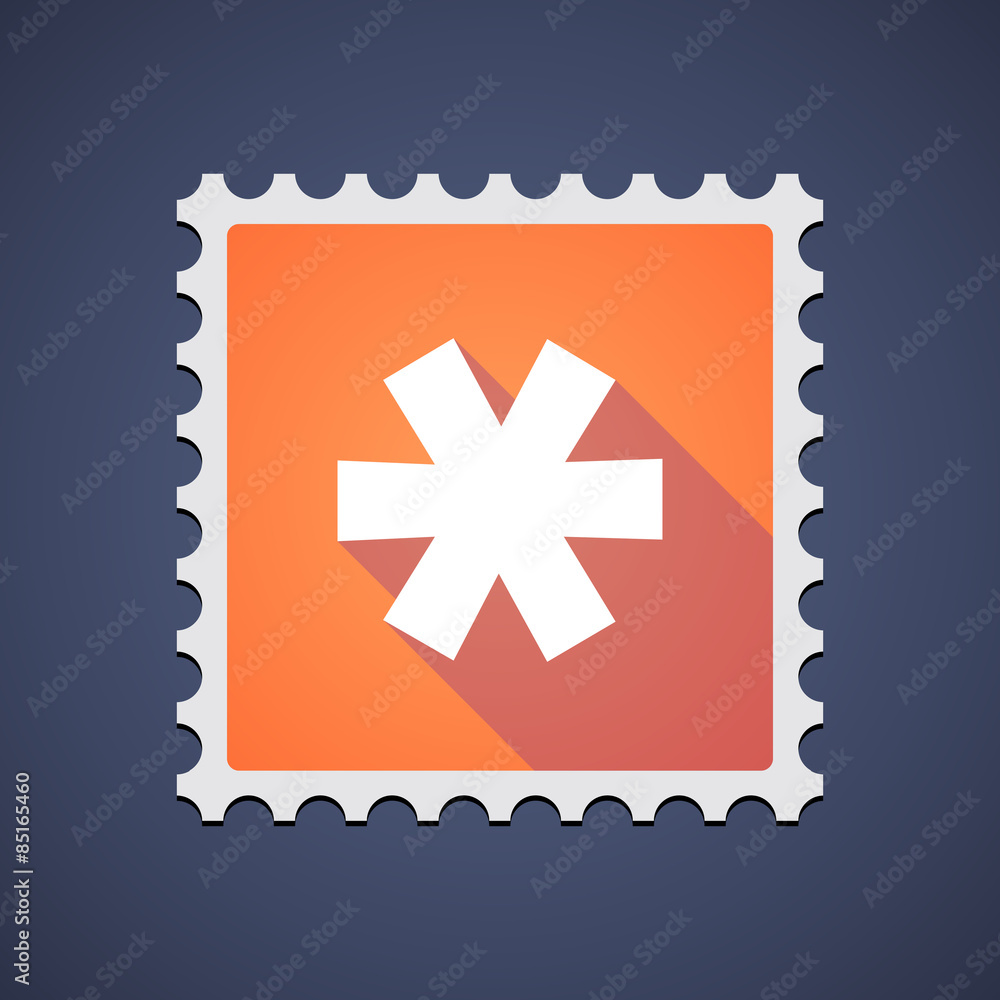 Orange mail stamp icon with an asterisk Orange mail stamp icon with an asterisk