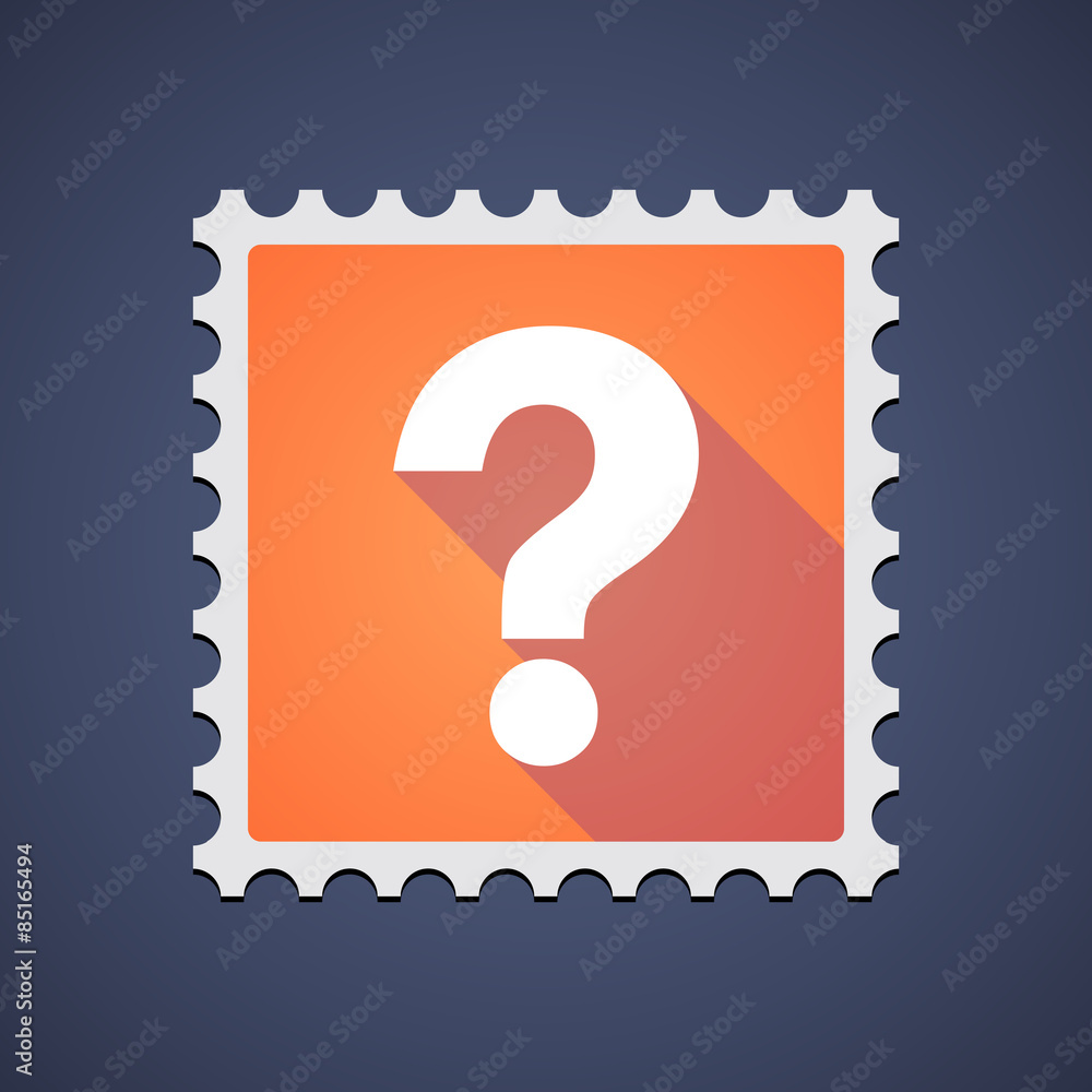 Orange mail stamp icon with a question sign Orange mail stamp icon with a question sign
