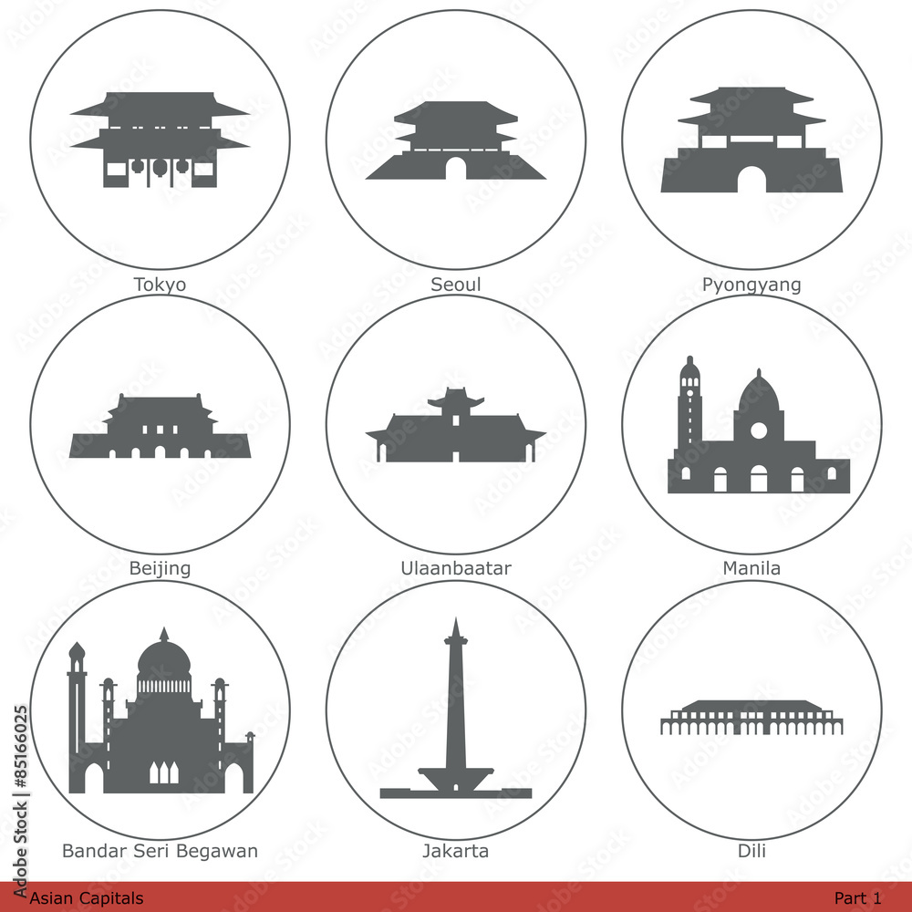 Naklejka premium Asian Capitals (Part 1)