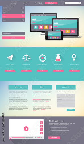 Flat Colorful Website Template Design One page style