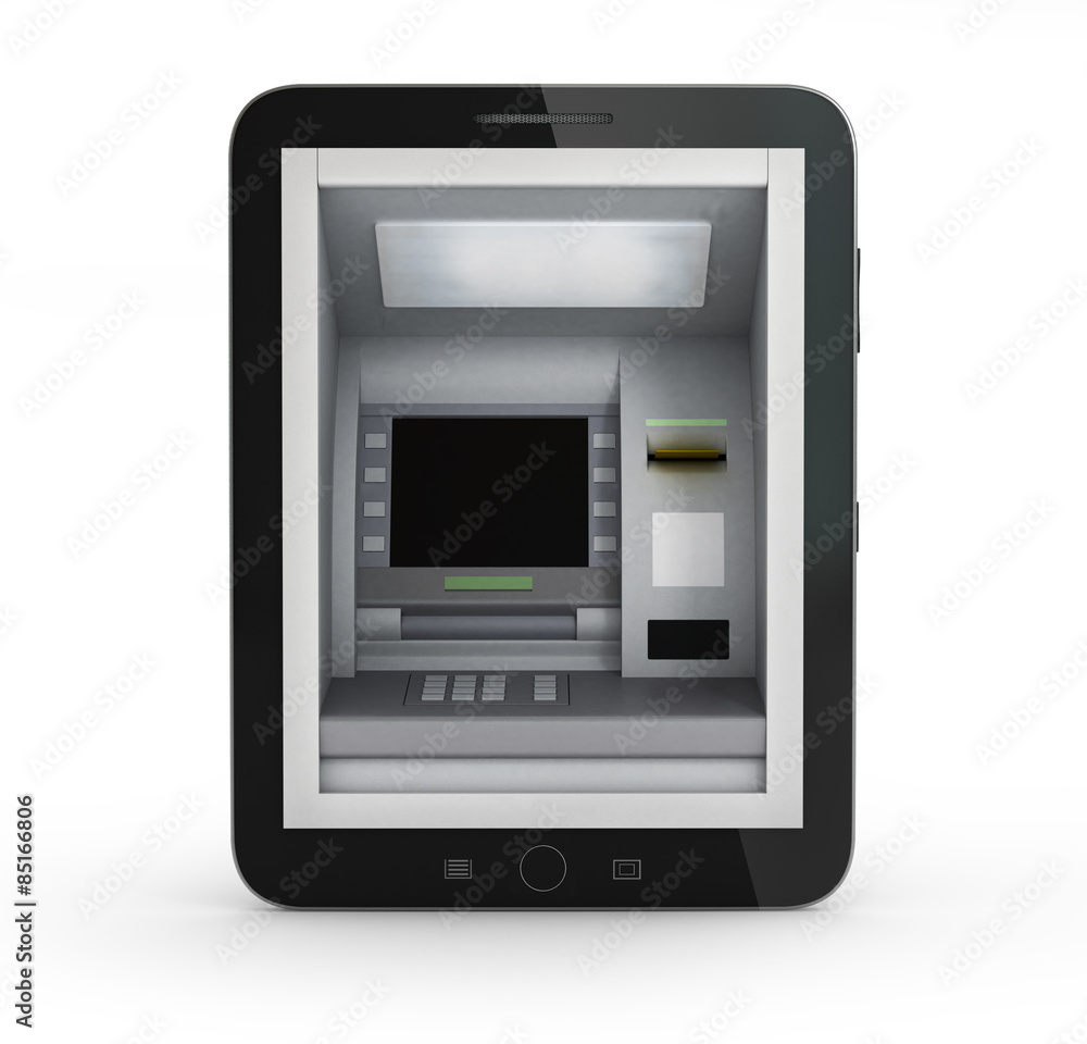Online payments concept. Tablet PC with ATM and Credit Card on a Online payments concept. Tablet PC with ATM and Credit Card on a