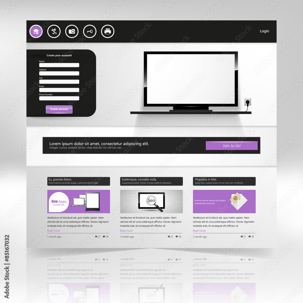 Website Template Design in Vector eps 10 Website Template Design in Vector eps 10