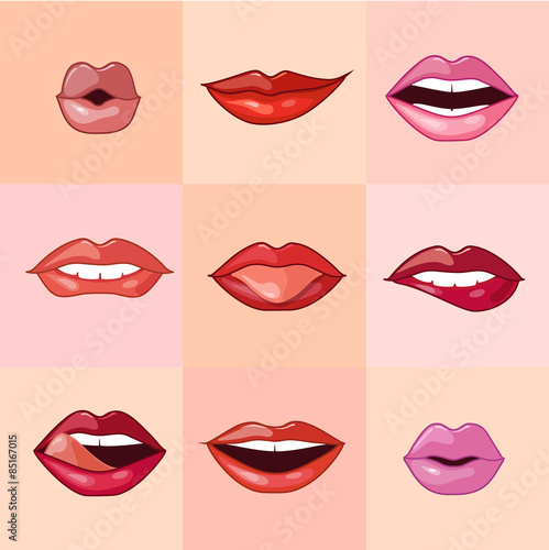 Set of Beautiful Female Lips
