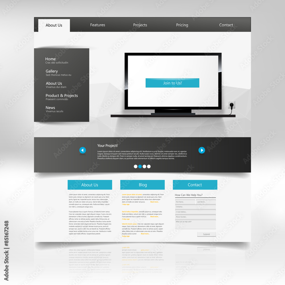 Website Template Design in Vector eps 10 Website Template Design in Vector eps 10