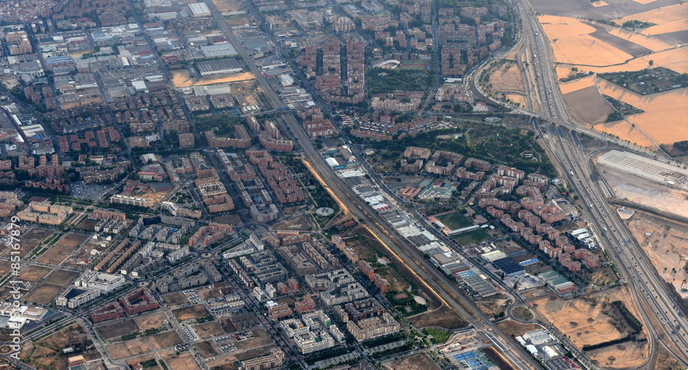 environ de l'aéroport de madrid barajas ..vue aérienne