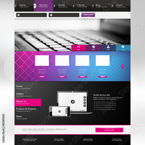 Website Template Design in Eps 10 Vector photo