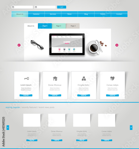 Website Template Design in Eps 10 Vector