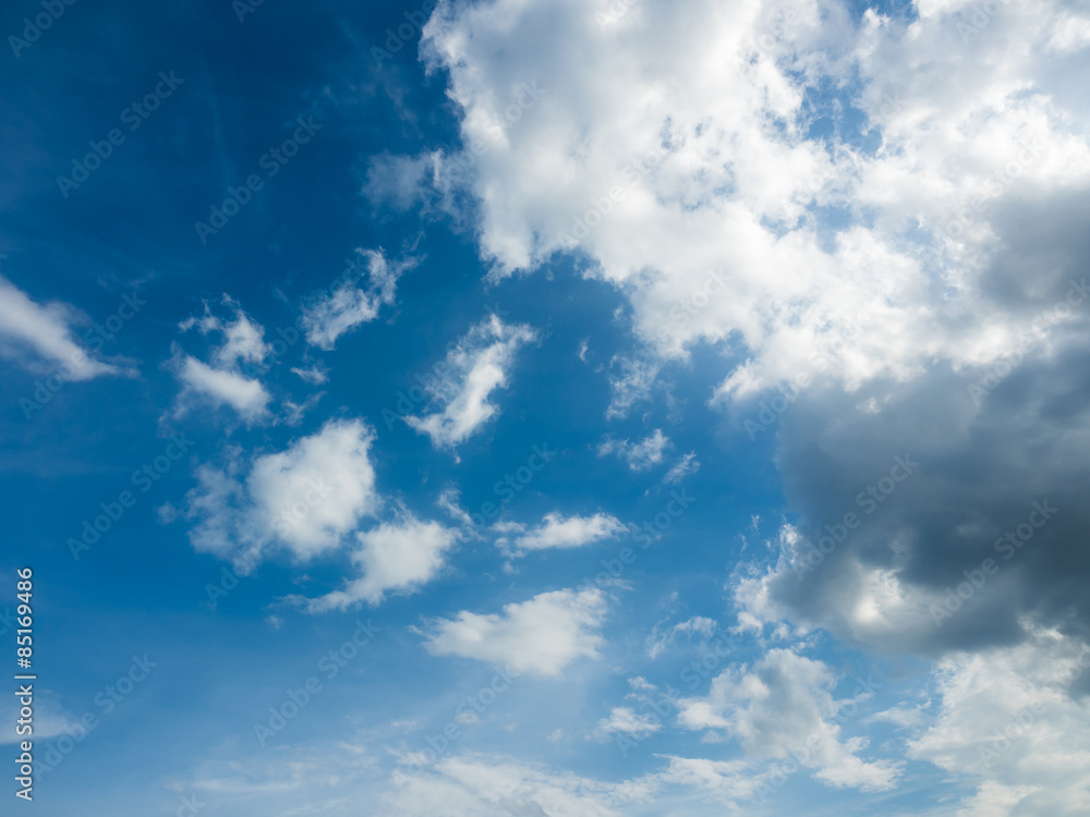 white and black cloud on blue sky, abstract background