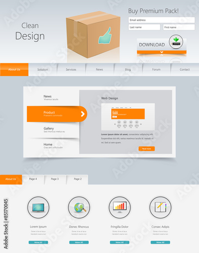 Website Template Design in Eps 10 Vector