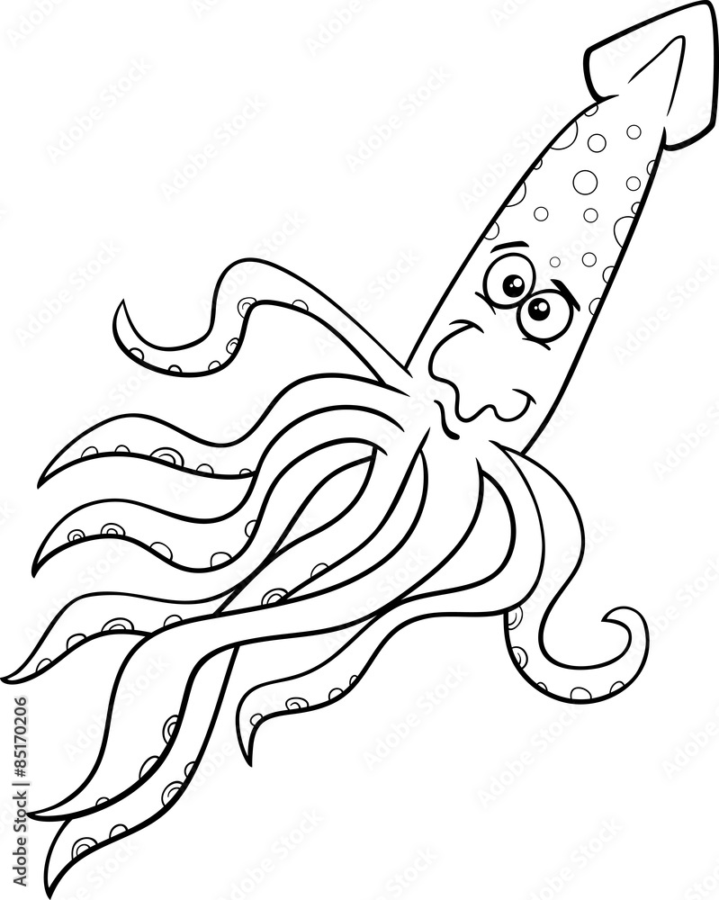 squid cartoon coloring page Stock Vector | Adobe Stock