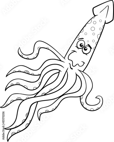 squid cartoon coloring page