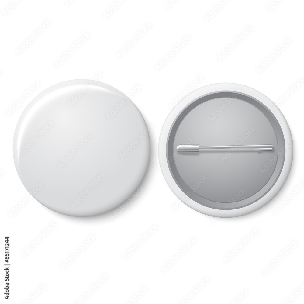 Blank vector white badge with place for your text. Both sides - Blank vector white badge with place for your text. Both sides -