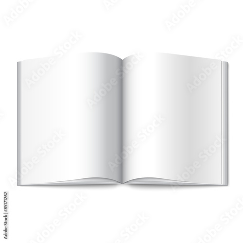 Blank white vector opened book, magazine or photo album for your