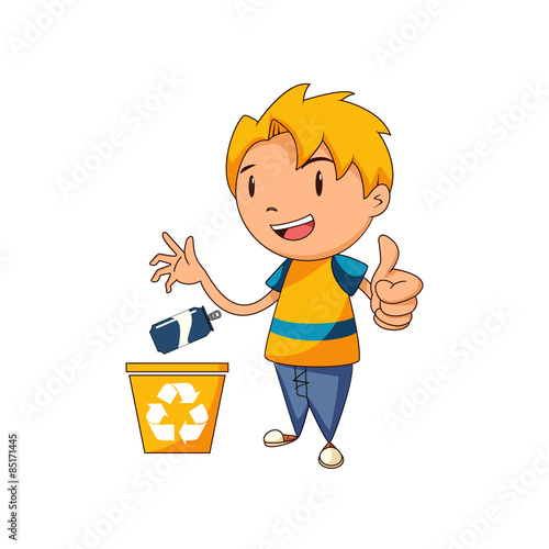 Kid recycling aluminum
