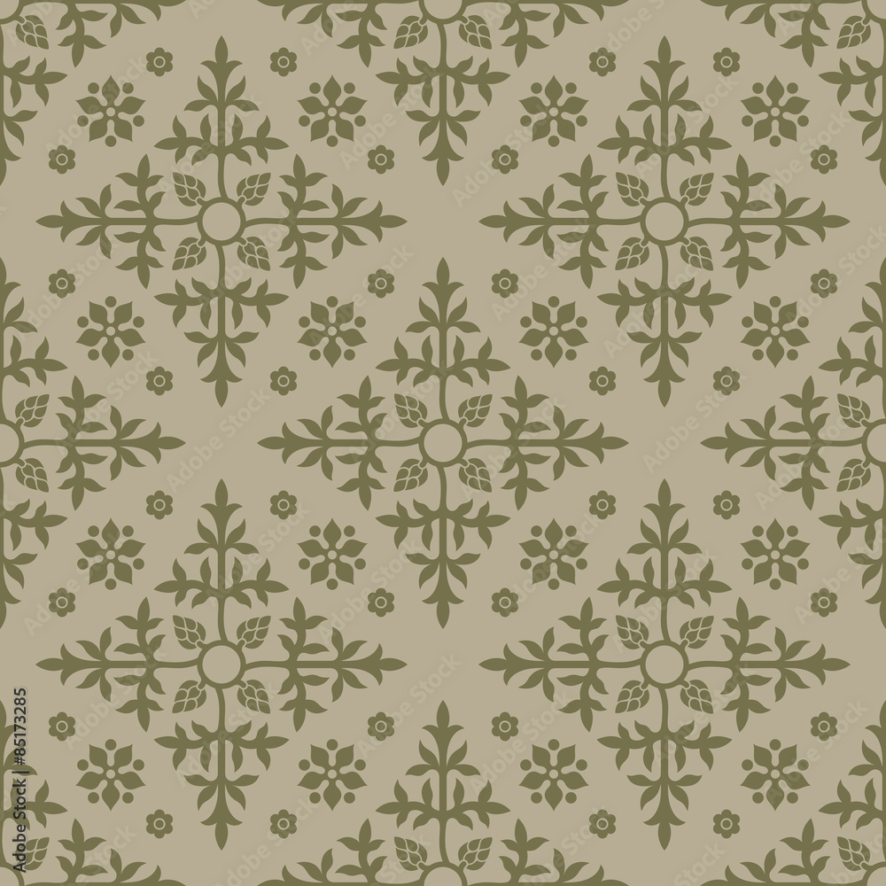 Beige seamless background with floral elements. Pattern for wallpaper and textile. Editable vector file. Beige seamless background with floral elements. Pattern for wallpaper and textile. Editable vector file.