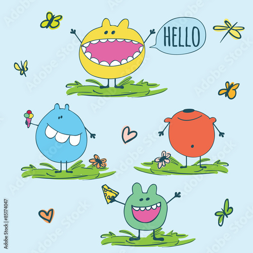 Set of cute monsters i