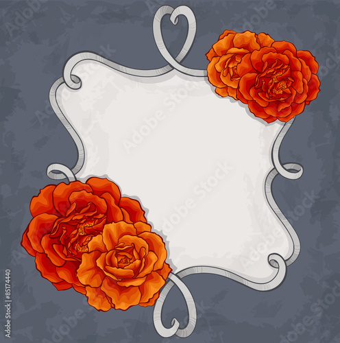 Beautiful roses frame design card