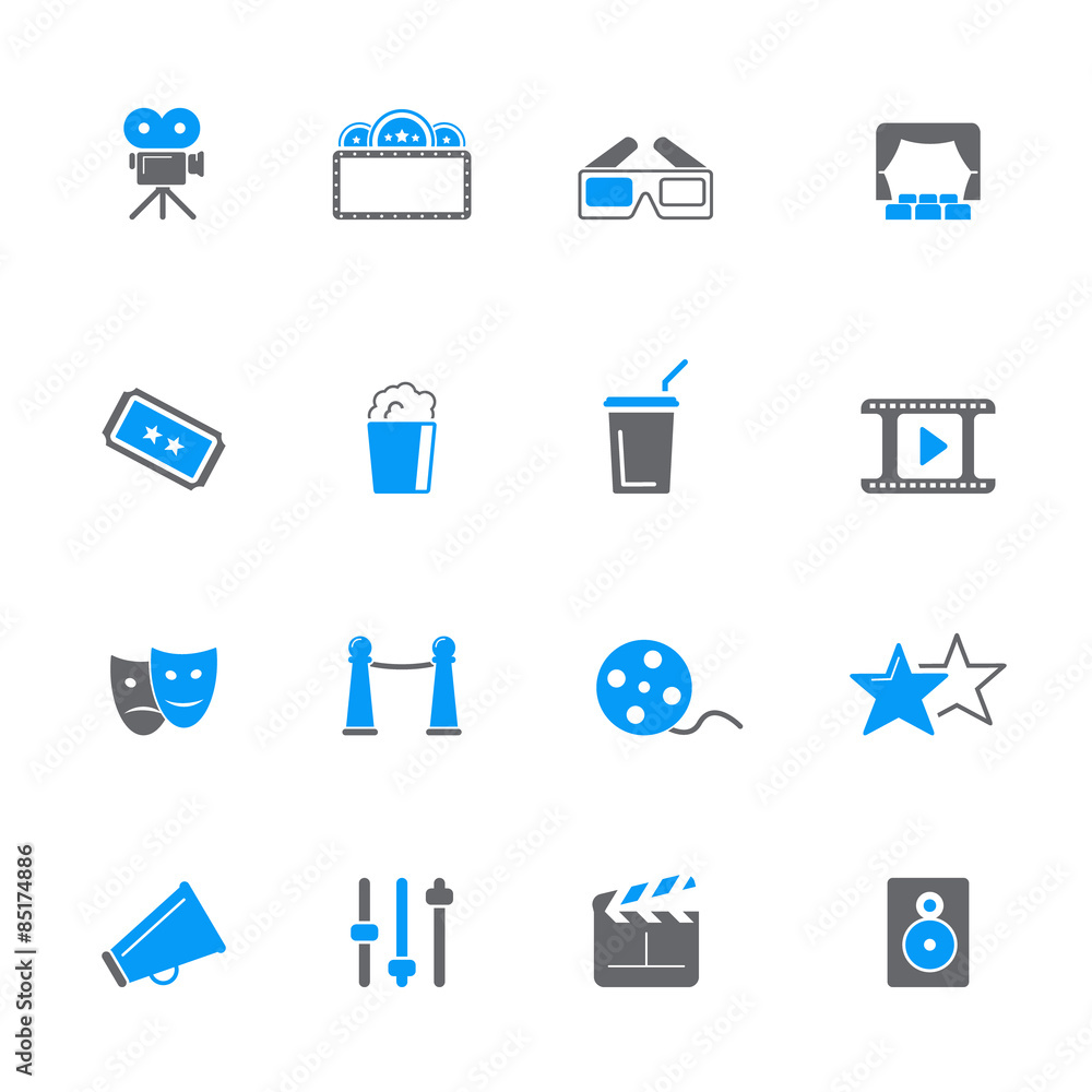 Movie, cinema and theater icon set Movie, cinema and theater icon set